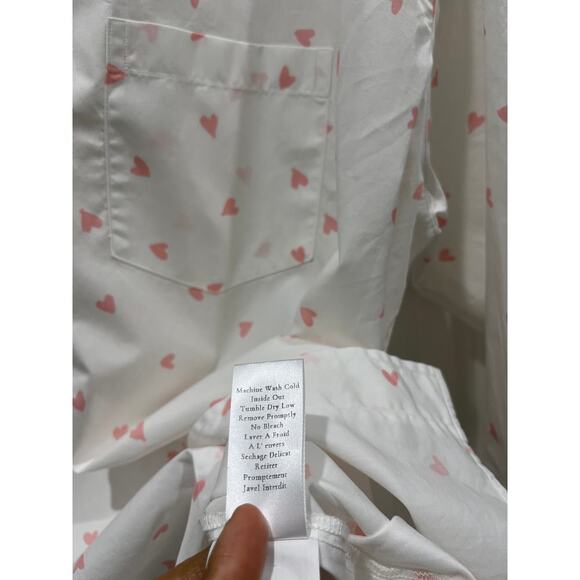 NWOT Frank & Eileen Eileen Relaxed Button-Up Shirt w/ Messy Hearts Detail Sz S - Picture 9 of 10
